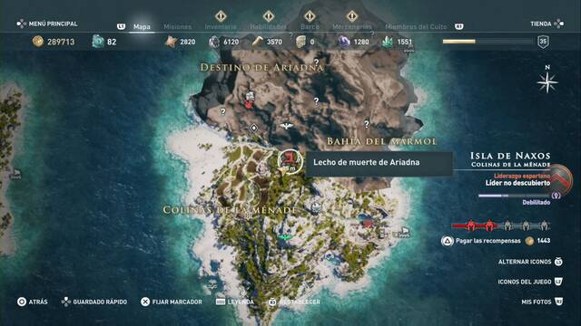 Assassin's Creed Odyssey - Colinas de la Mnade - Lecho de muerte de Ariadna