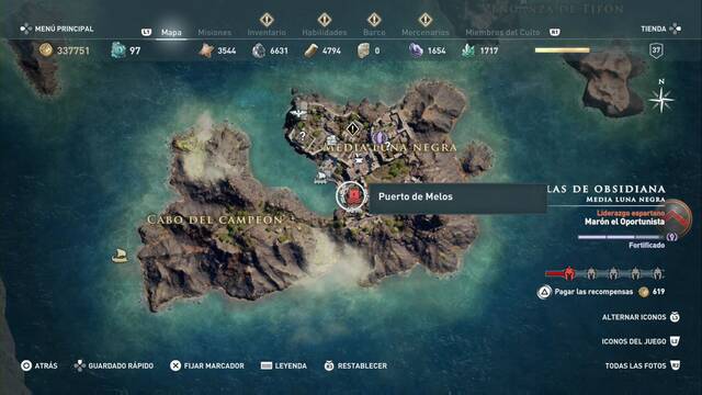 Assassin's Creed Odyssey - Media luna negra - Puerto de Melos