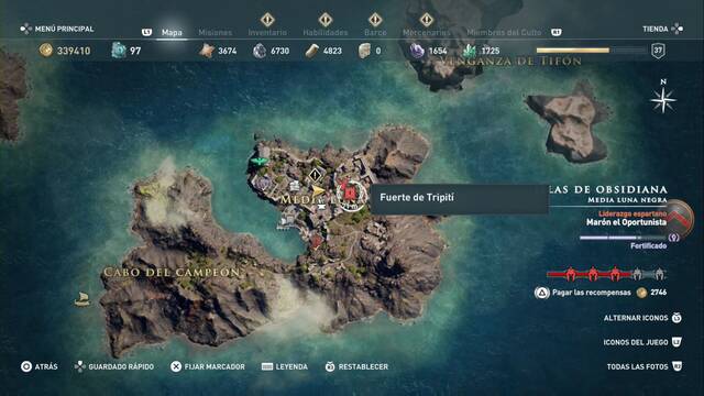 Assassin's Creed Odyssey - Media luna negra - Fuerte de Tripit