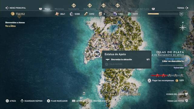 Assassin's Creed Odyssey - Lugar de nacimiento de Apolo - Estatua de Apolo