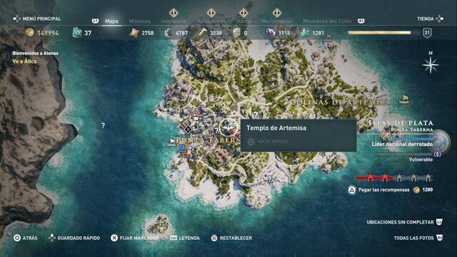 Assassin's Creed Odyssey - Punta taberna - Templo de Artemisa