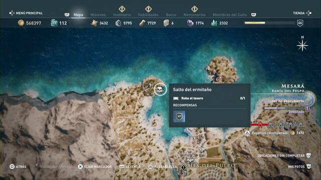 Assassin's Creed Odyssey - Baha del pulpo - Salto del ermitao (skin El Pegaso Rampante para el barco)