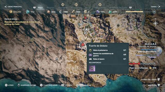 Assassin's Creed Odyssey - Legado de Minos - Fuerte de Ddalo (pista del Culto de Kosmos)