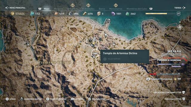 Assassin's Creed Odyssey - Pequeo Egipto - Templo de Artemisa Dictina