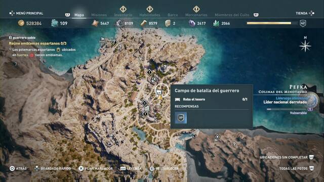 Assassin's Creed Odyssey - Colinas del minotauro - Campo de batalla del guerrero
