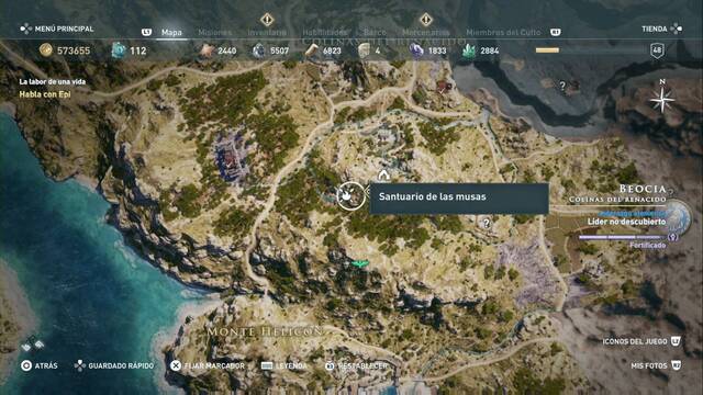 Assassin's Creed Odyssey - Colinas del renacido - Santuario de las musas
