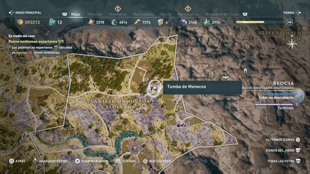 Assassin's Creed Odyssey - Planicie ondulada calcinada - Tumba de Meneceo