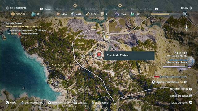 Assassin's Creed Odyssey - Ruinas de Platea - Fuerte de Platea (pista de miembro del Culto)