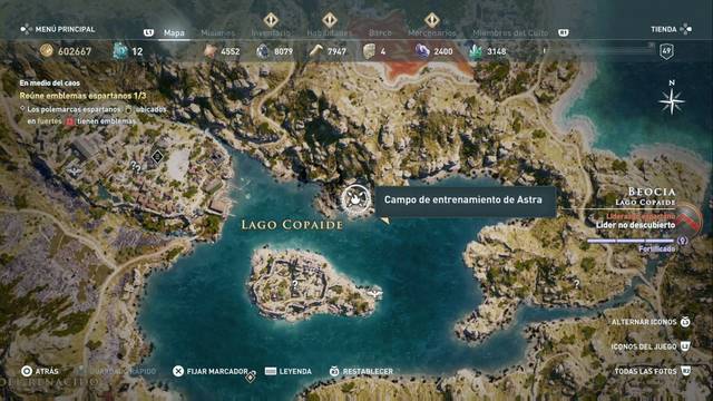 Assassin's Creed Odyssey - Lago Copaide - Campo de entrenamiento de Astra