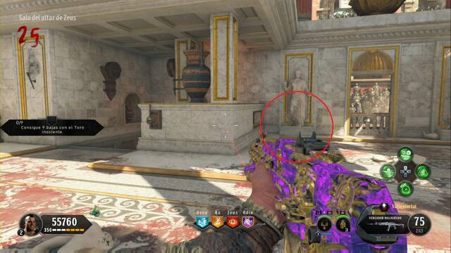 Call of Duty BLack Ops 4 Zombies - Piezas del Toro insolente - Sala del Altar de Zeus