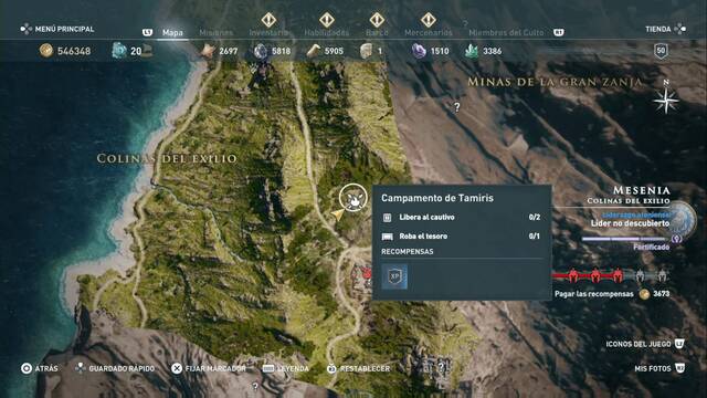 Assassin's Creed Odyssey - Colinas del exilio - Campamento de Tamiris