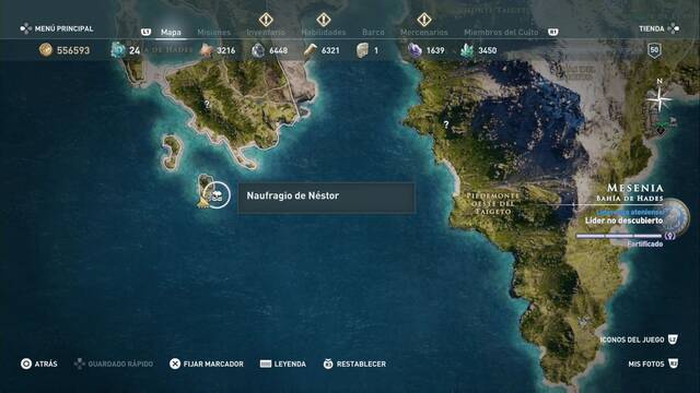 Assassin's Creed Odyssey - Bahía de Hades - Naufragio de N‚stor (Mascar¢n de serpiente para el barco)