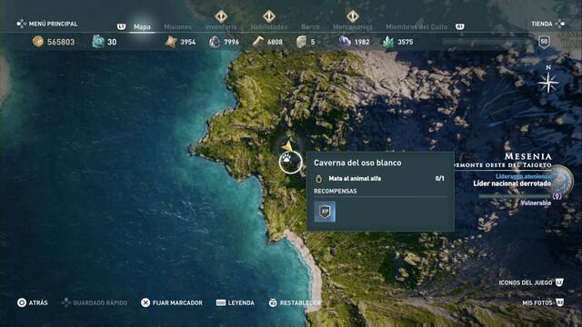 Assassin's Creed Odyssey - Piedemonte oeste del Taigeto - Caverna del oso blanco