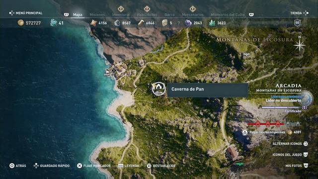 Assassin's Creed Odyssey - Montaas de Licosura - Caverna de Pan