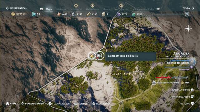 Assassin's Creed Odyssey - Macizo de Psfide - Campamento de Teutis