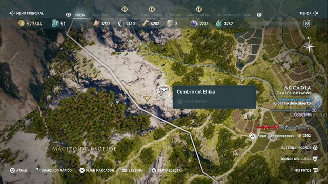 Assassin's Creed Odyssey - Campos dorados - Cumbre de Elikia