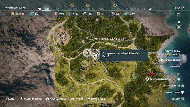 Assassin's Creed Odyssey - Bosque del Matute - Campamento de bandidos de Tlefo