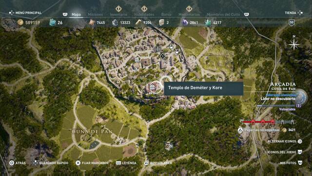 Assassin's Creed Odyssey - Cuna de Pan - Templo de Demter y Kore (cofre con la Maza de Heracles)