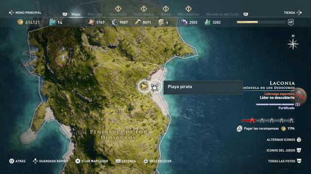Assassin's Creed Odyssey - Península de los Dioscuros - Playa pirata