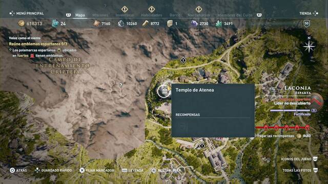 Assassin's Creed Odyssey - Esparta - Templo de Atenea (cofre Ropajes de peregrino)