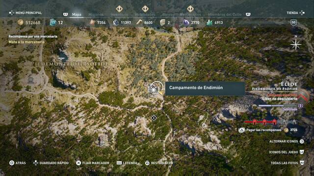 Assassin's Creed Odyssey - Piedemonte de Psfide - Campamento de Endimin