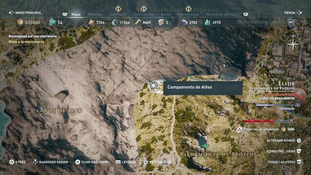 Assassin's Creed Odyssey - Piedemonte de Psfide - Campamento de Alfeo