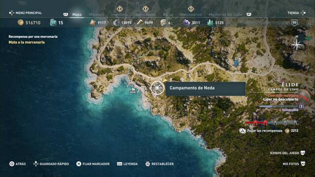 Assassin's Creed Odyssey - Campos de lino - Campamento de Neda