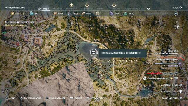 Assassin's Creed Odyssey - Cinagas olvidadas - Ruinas sumergidas de Dispontio