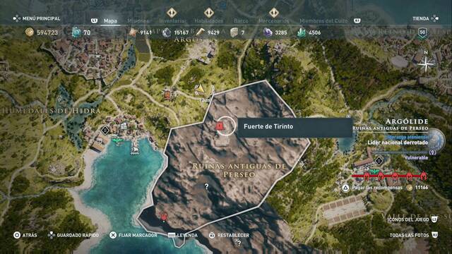 Assassin's Creed Odyssey - Ruinas antiguas de Perseo - Fuerte de Tirinto