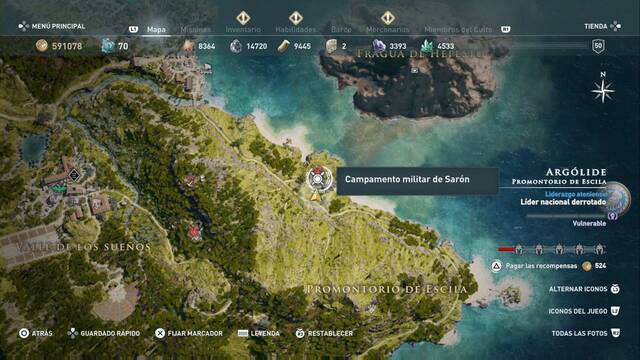 Assassin's Creed Odyssey - Promontorio de Escila - Campamento militar de Sar¢n