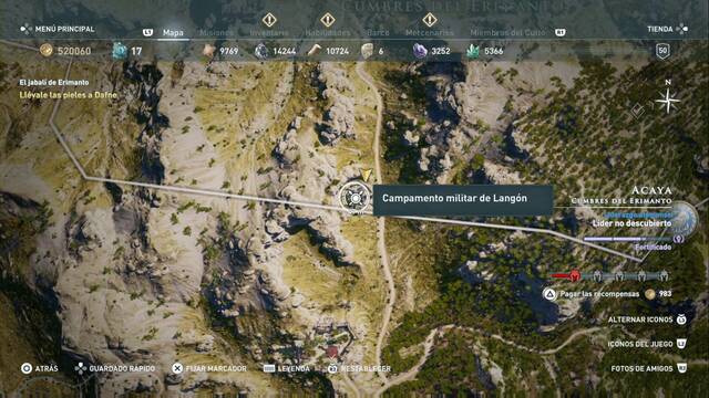 Assassin's Creed Odyssey - Cumbres del Erimanto - Campamento militar de Lang¢n