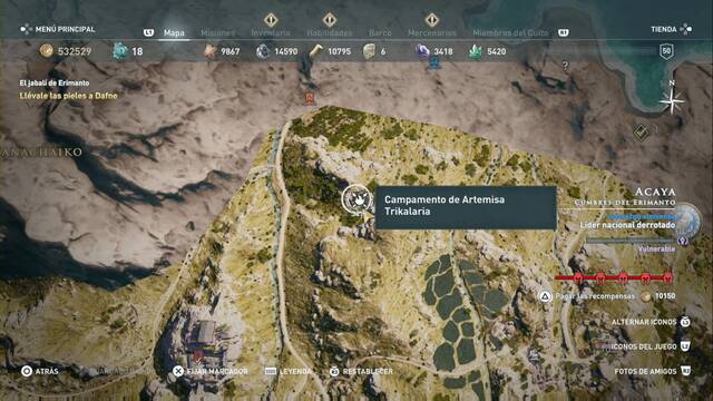 Assassin's Creed Odyssey - Cumbres del Erimanto - Campamento de Artemisa Trikaliria