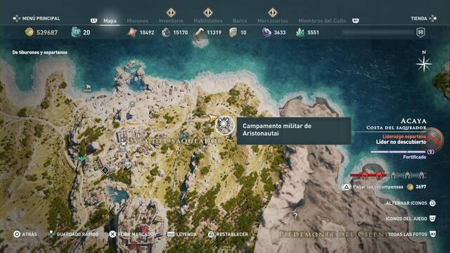 Assassin's Creed Odyssey - Costa del saqueador - Campamento militar de Aristonautai