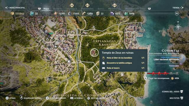 Assassin's Creed Odyssey - Explanadas del Kraneion - Templo de Zeus en ruinas