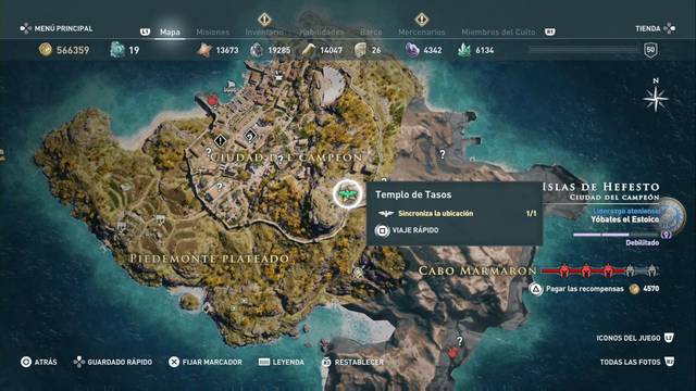 Assassin's Creed Odyssey - Ciudad del campen - Templo de Tasos