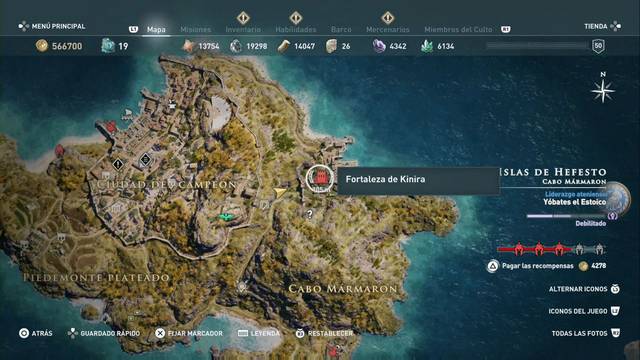 Assassin's Creed Odyssey - Cabo Mrmaron - Fortaleza de Kinira (cofre con el Arco de Heracles)