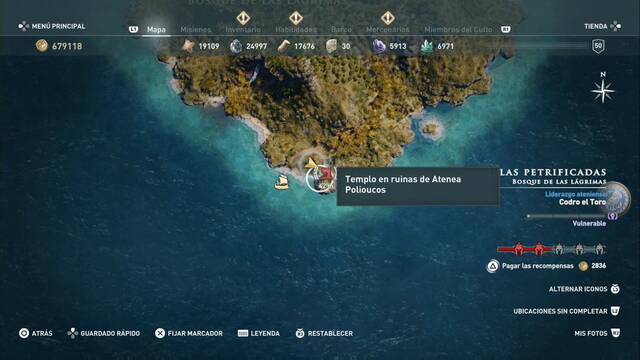 Assassin's Creed Odyssey - Bosque de las lágrimas - Templo en ruinas de Atenea