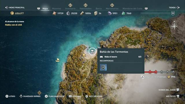 Assassin's Creed Odyssey - Valle Petrificado - Bah¡a de las tormentas (cofre con La serpiente silenciosa para el barco)