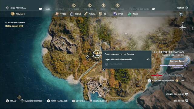 Assassin's Creed Odyssey - Valle Petrificado - Cumbre norte de Ereso