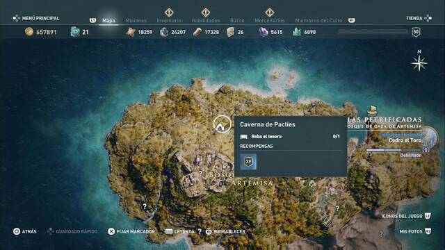 Assassin's Creed Odyssey - Bosque de caza de Artemisa - Caverna de Pacties