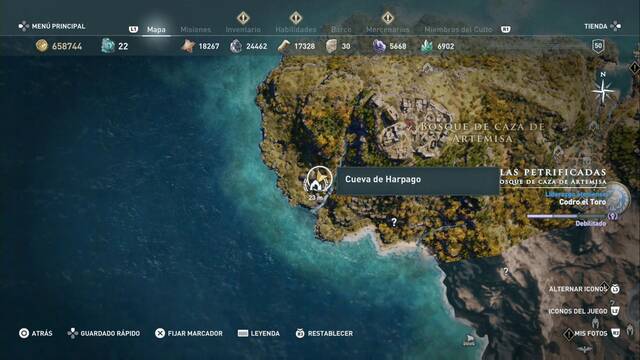 Assassin's Creed Odyssey - Bosque de caza de Artemisa - Cueva de Harpago