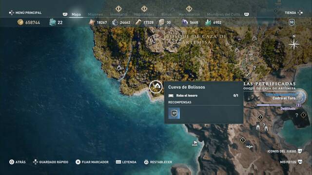 Assassin's Creed Odyssey - Bosque de caza de Artemisa - Cueva de Bolissos