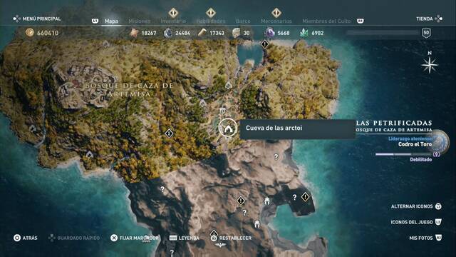 Assassin's Creed Odyssey - Bosque de caza de Artemisa - Cueva de las arctoi