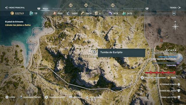 Assassin's Creed Odyssey - Tumbas - Tumba de Eur¡pilo (Monte Panachaiko, Acaya)
