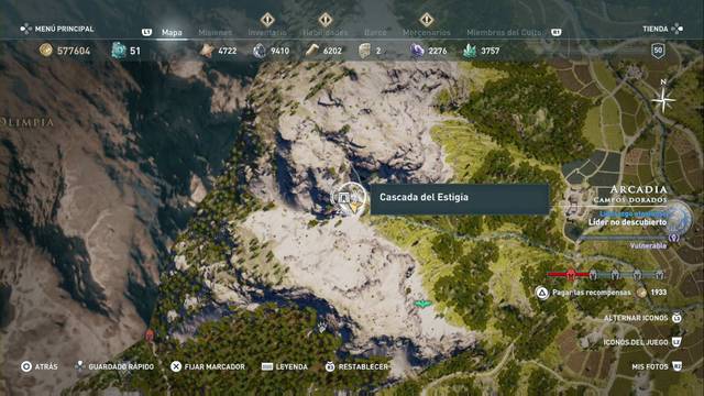 Assassin's Creed Odyssey - Tumbas - Cascada del Estigia (Campos dorados, Arcadia)
