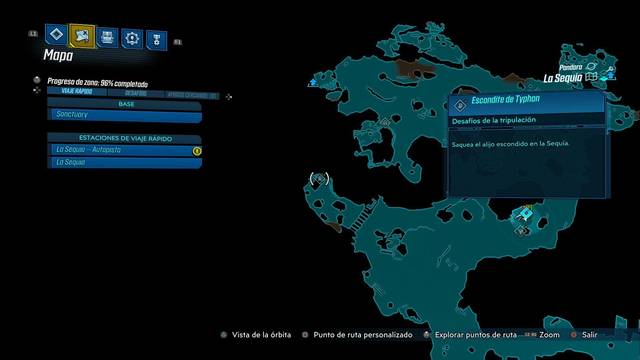 Borderlands 3 - Registros de Typhon y escondites en Pandora - Escondite de Typhon (La Sequa)