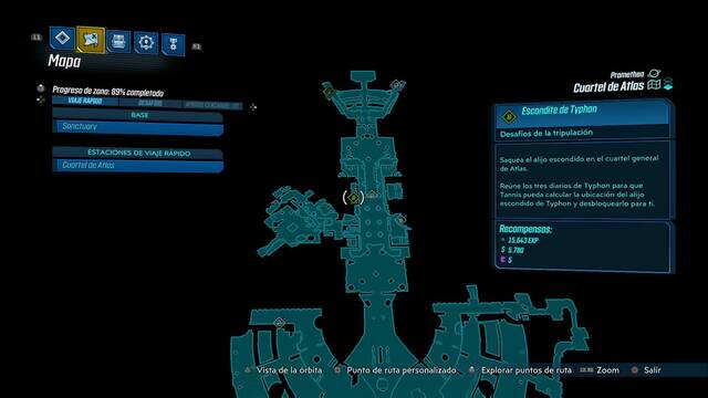 Borderlands 3 - Registros de Typhon y escondites en Promethea - Escondite de Typhon (Cuartel de Atlas)
