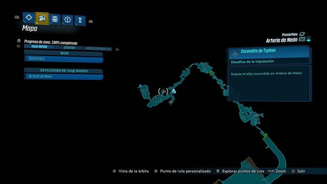 Borderlands 3 - Registros de Typhon y escondites en Promethea - Escondite de Typhon (Arteria de Neon)