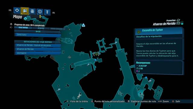 Borderlands 3 - Registros de Typhon y escondites en Promethea - Escondite de Typhon (Afueras de Meridio)
