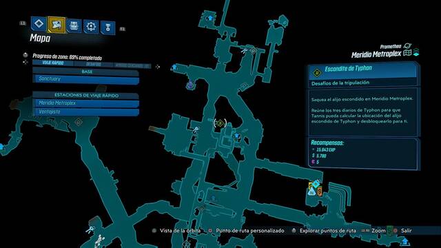 Borderlands 3 - Registros de Typhon y escondites en Promethea - Escondite de Typhon (Meridio Metroplex)